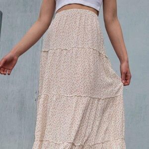 Brandy Melville Cream Floral Maxi Skirt